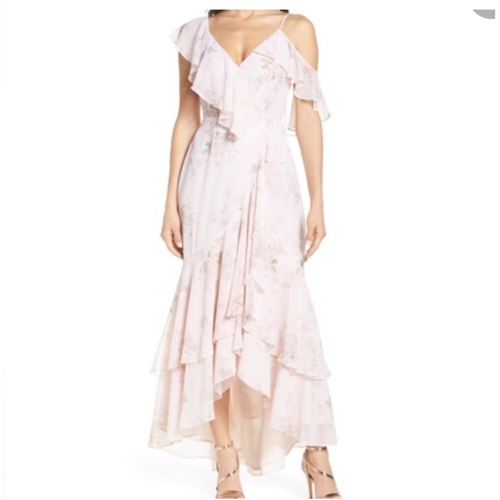 Wayf Light Pink Floral High Low Dress